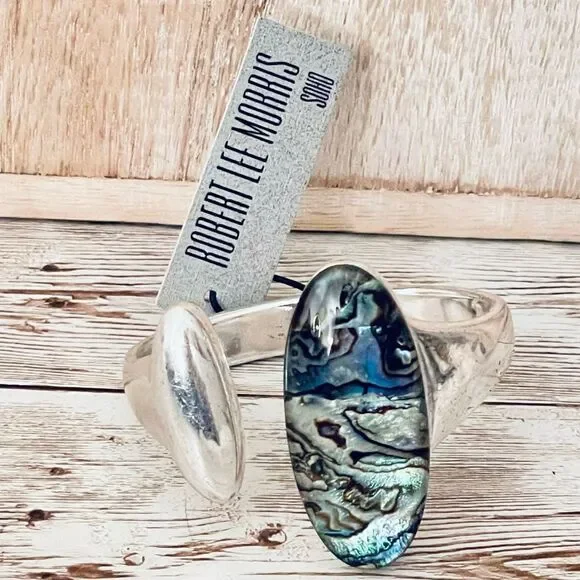 NWT Robert Lee Morris Silver Abalone Hinged Bangle New, So Beautiful!!! - Picture 10 of 12